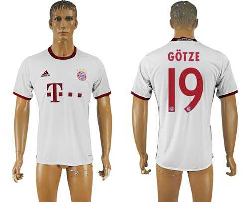 Bayern Munchen #19 Gotze White Soccer Club Jersey