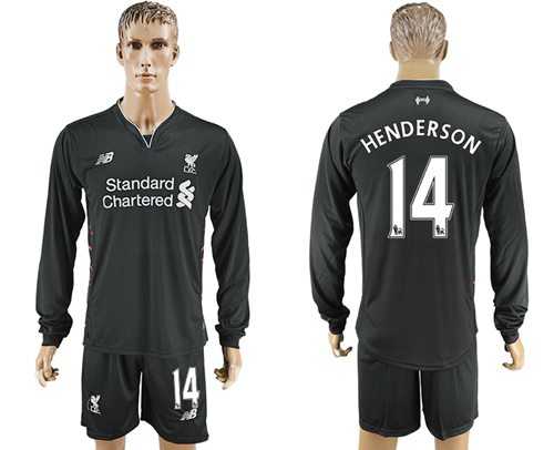 Liverpool #14 Henderson Away Long Sleeves Soccer Club Jersey