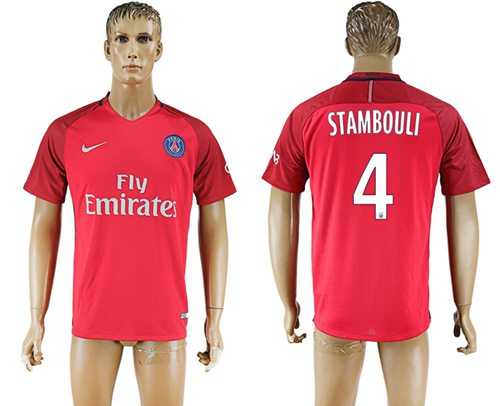 Paris Saint-Germain #4 Stambouli Red Soccer Club Jersey