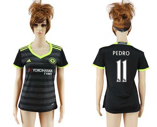 Women's Chelsea #11 Pedro Away Soccer Club Jersey
