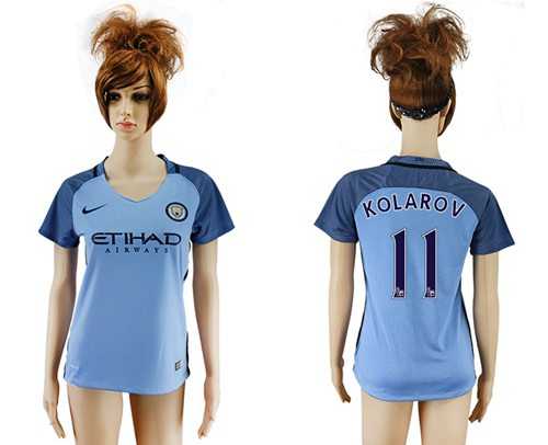 Women's Manchester City #11 Kolarov Home Soccer Club Jersey