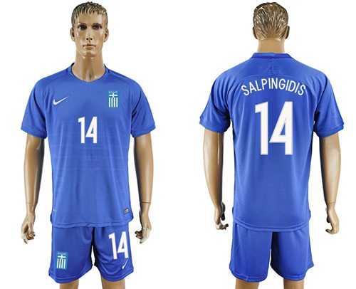 Greece #14 Salpingidis Away Soccer Country Jersey