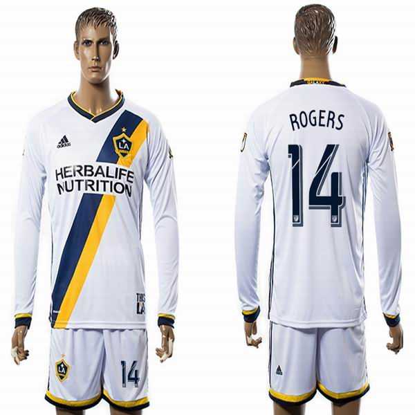 Los Angeles Galaxy #14 ROGERS White Home Long Sleeves Soccer Club Jersey