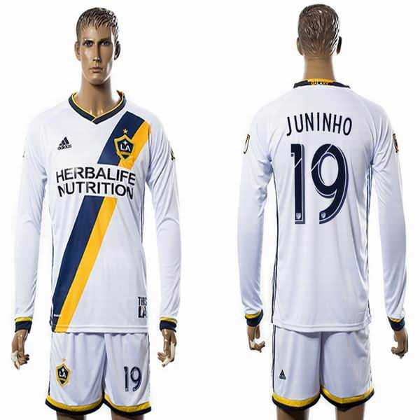 Los Angeles Galaxy #19 JUNINHO White Home Long Sleeves Soccer Club Jersey