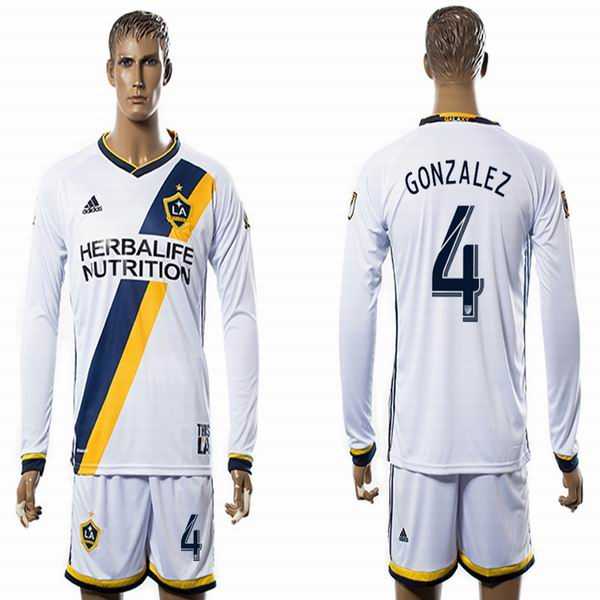 Los Angeles Galaxy #4 GONZALEZ White Home Long Sleeves Soccer Club Jersey