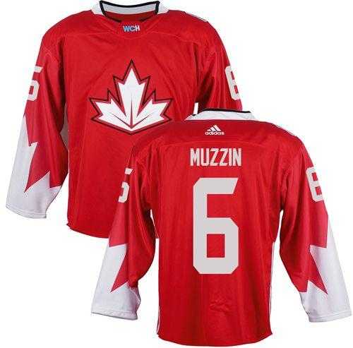 Team CA. #6 Jake Muzzin Red 2016 World Cup Stitched NHL Jersey