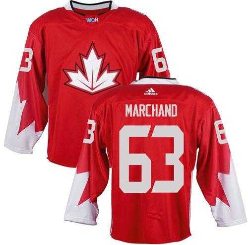 Team CA. #63 Brad Marchand Red 2016 World Cup Stitched NHL Jersey