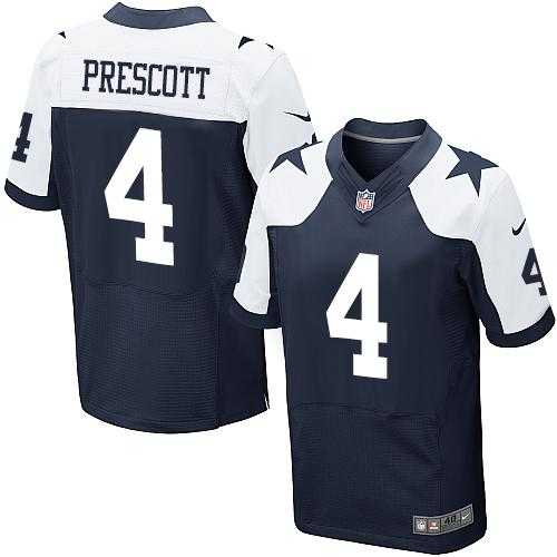 Nike Dallas Cowboys #4 Dak Prescott Navy Blue Thanksgiving Throwback Men's Stitched NFL Elite Jersey