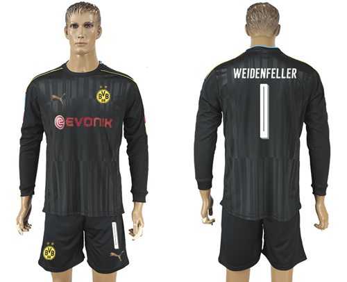 Dortmund #1 Weidenfeller Black Long Sleeves Goalkeeper Soccer Country Jersey