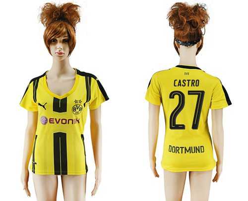 Women's Dortmund #27 Castro Home Soccer Club Jersey