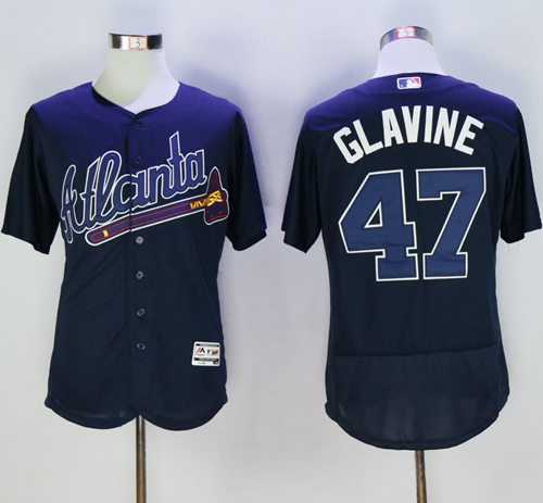 Atlanta Braves #47 Tom Glavine Navy Blue Flexbase Authentic Collection Stitched Baseball Jersey