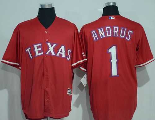 Texas Rangers #1 Elvis Andrus Red New Cool Base Stitched Baseball Jersey