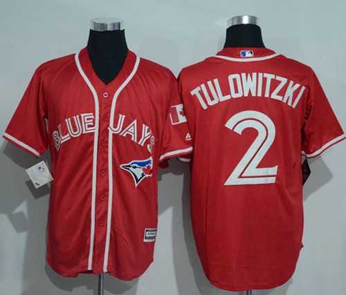 Toronto Blue Jays #2 Troy Tulowitzki Red New Cool Base Canada Day Stitched Baseball Jersey