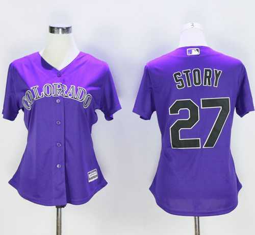 Women's Colorado Rockies #27 Trevor Story Purple Alternate Stitched Baseball Jersey