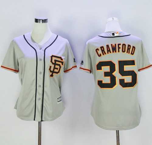Women's San Francisco Giants #35 Brandon Crawford Grey Road Stitched Baseball Jersey