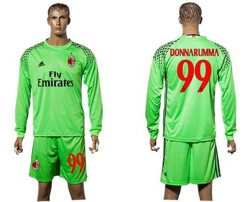 AC Milan #99 Donnarumma Green Goalkeeper Long Sleeves Soccer Club Jersey