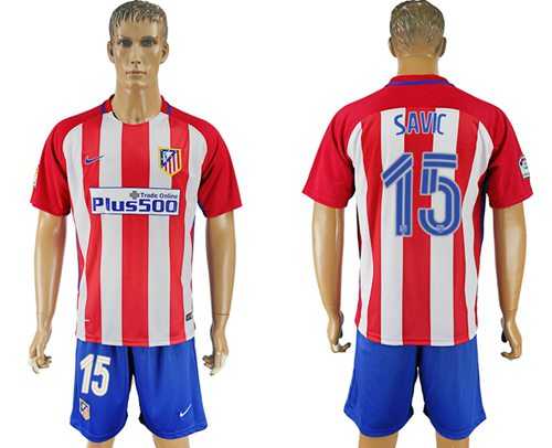 Atletico Madrid #15 Savic Home Soccer Club Jersey