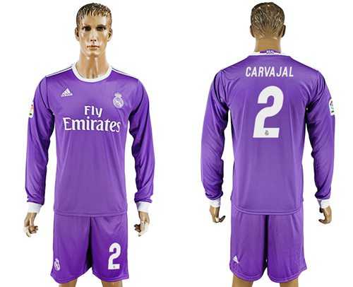 Real Madrid #2 Carvajal Away Long Sleeves Soccer Club Jersey
