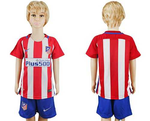 Atletico Madrid Blank Home Kid Soccer Club Jersey
