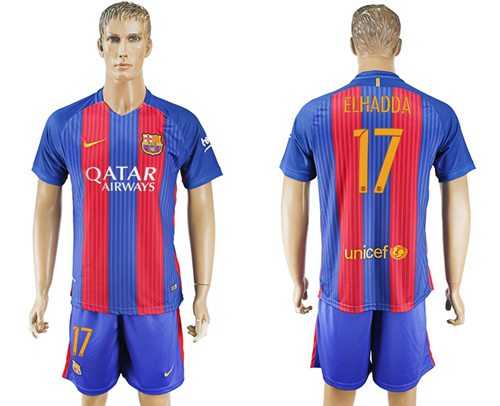 Barcelona #17 Elhadda Home Soccer Club Jersey