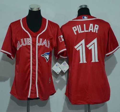 Women's Toronto Blue Jays #11 Kevin Pillar Red Canada Day Stitched Baseball Jersey