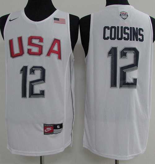 Nike Team USA #12 DeMarcus Cousins White 2016 Dream Team Stitched NBA Jersey
