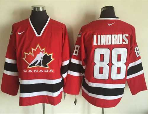 Team CA. #88 Eric Lindros Red Black 2002 Olympic Nike Throwback Stitched NHL Jersey