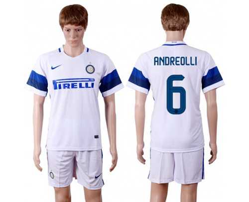 Inter Milan #6 Andreolli White Away Soccer Club Jersey