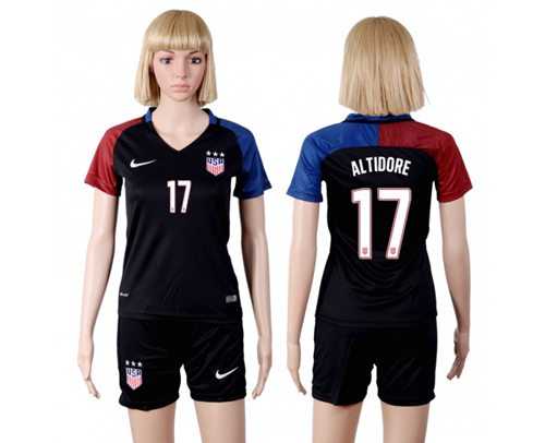 Women's USA #17 Altidore Away Soccer Country Jersey