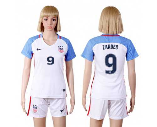 Women's USA #9 Zardes Home Soccer Country Jersey