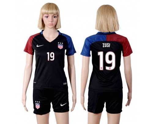 Women's USA #19 Zusi Away Soccer Country Jersey