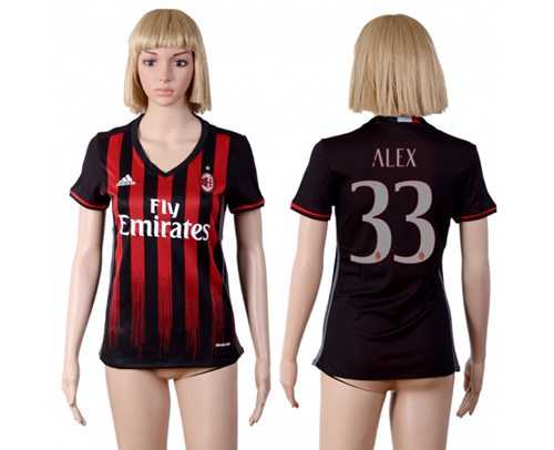 Women's AC Milan #33 Alex Home Soccer Club Jersey