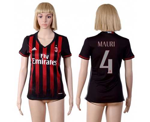 Women's AC Milan #4 Mauri Home Soccer Club Jersey