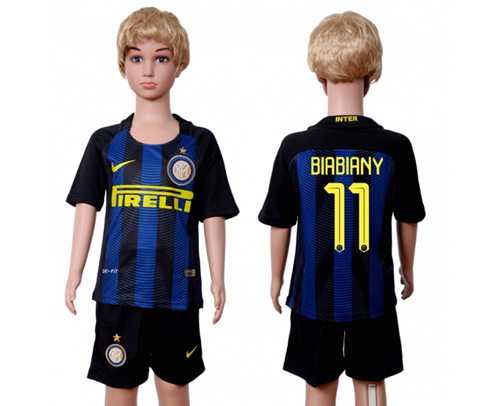 Inter Milan #11 Biabiany Home Kid Soccer Club Jersey