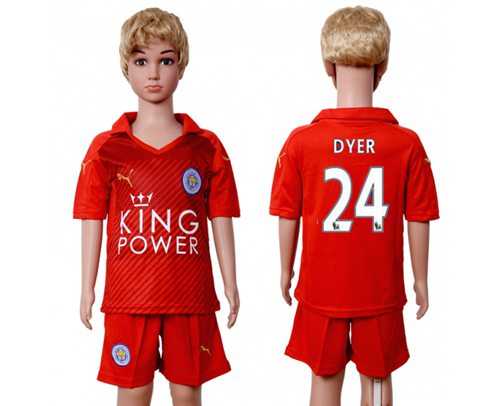 Leicester City #24 Dyer Away Kid Soccer Club Jersey