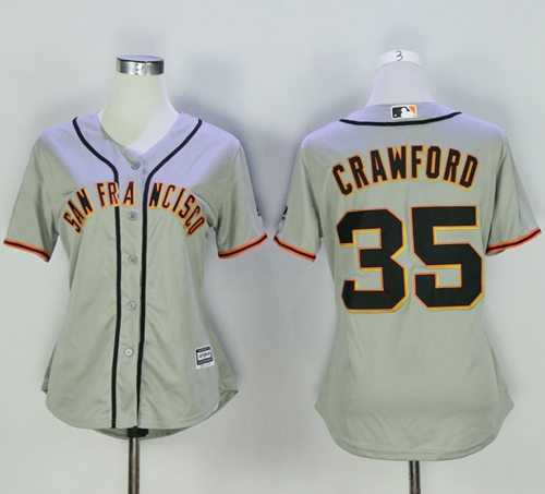Women's San Francisco Giants #35 Brandon Crawford Grey Road Stitched Baseball Jersey