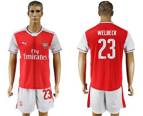 Arsenal #23 Welbeck Champions League Home Soccer Club Jersey