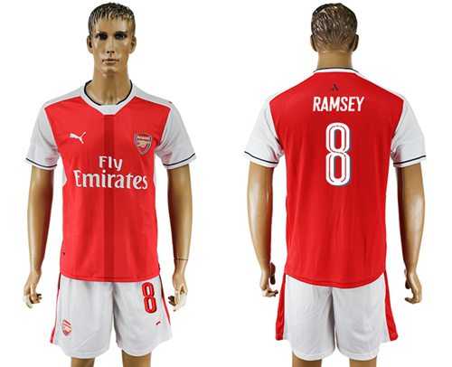 Arsenal #8 Ramsey Champions League Home Soccer Club Jersey