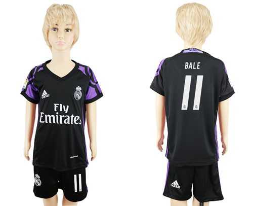 Real Madrid #11 Bale Black Kid Soccer Club Jersey
