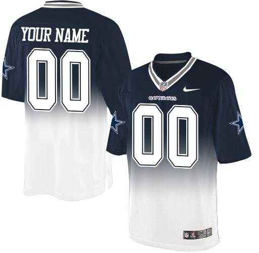 Nike Dallas Cowboys Customized Navy BlueWhite Men's Stitched Elite Fadeaway Fashion NFL Jersey