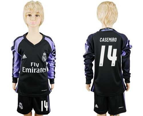 Real Madrid #14 Casemiro Sec Away Long Sleeves Kid Soccer Club Jersey