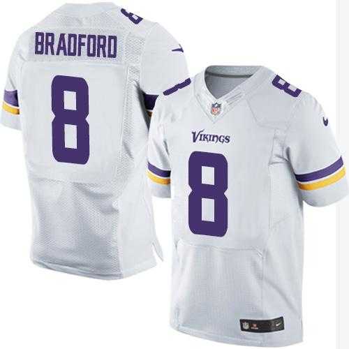 Men's Nike Vikings #8 Sam Bradford White Stitched NFL Elite Jersey