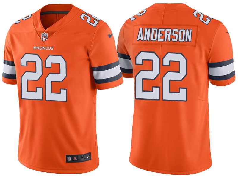 Men's Denver Broncos #22 C.J. Anderson Orange Color Rush Limited Jersey