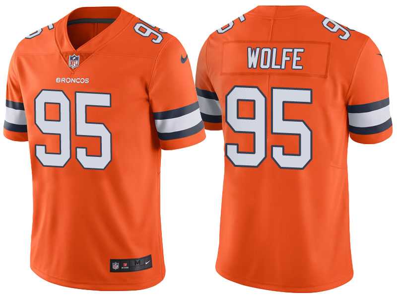 Men's Denver Broncos #95 Derek Wolfe Orange Color Rush Limited Jersey