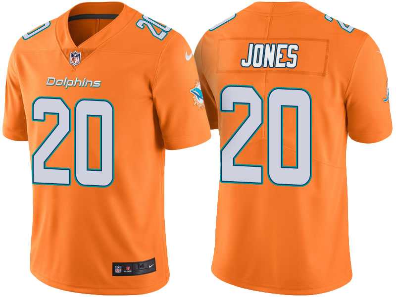 Men's Miami Dolphins #20 Reshad Jones Orange Color Rush Limited Jersey