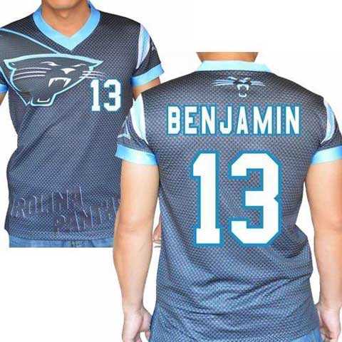 Carolina Panthers #13 Kelvin Benjamin Stretch Name Number Player Personalized Black Mens Adults NFL T-Shirts Tee Shirts