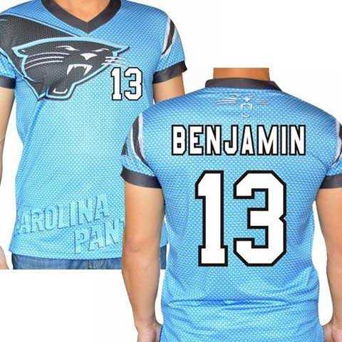 Carolina Panthers #13 Kelvin Benjamin Stretch Name Number Player Personalized Blue Mens Adults NFL T-Shirts Tee Shirts