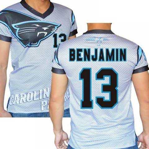 Carolina Panthers #13 Kelvin Benjamin Stretch Name Number Player Personalized White Mens Adults NFL T-Shirts Tee Shirts