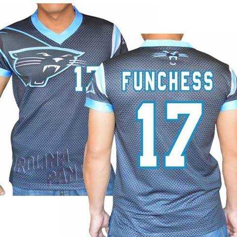 Carolina Panthers #17 Devin Funchess Stretch Name Number Player Personalized Black Mens Adults NFL T-Shirts Tee Shirts