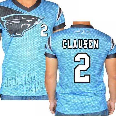 Carolina Panthers #2 Jimmy Clausen Stretch Name Number Player Personalized Blue Mens Adults NFL T-Shirts Tee Shirts